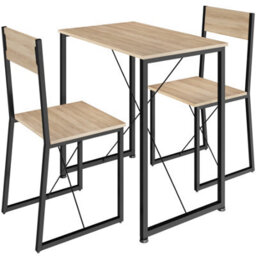 Tectake Dining Table And Chairs Margate - 3-Piece Set - Industrial Wood Light, Oak Sonoma - thumbnail 1