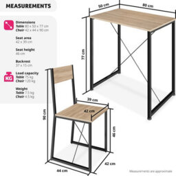 Tectake Dining Table And Chairs Margate - 3-Piece Set - Industrial Wood Light, Oak Sonoma - thumbnail 6