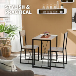 Tectake Dining Table And Chairs Margate - 3-Piece Set - Industrial Wood Light, Oak Sonoma - thumbnail 7
