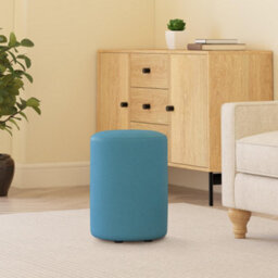 Lapis Blue Faux Leather Round Stool  Handmade Uk By Footstools Direct - thumbnail 1
