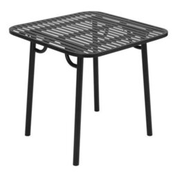 Living And Home Black 80Cm W Outdoor Garden Dining Table With Metal Slatted Top - thumbnail 4