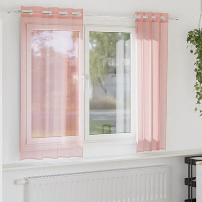 Berkfield Voile Curtains With Grommets 2 Pcs Pink 140X140 Cm - image 1