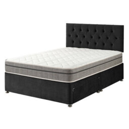 Aspire Olivier Divan And Hybrid Memory Pocket Mattress, Plush Fabric, Strutted Headboard, 4 Drawers, Onyx, Double - thumbnail 7