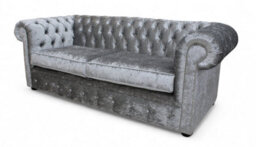 Chesterfield 3 Seater Sofa Settee Modena Silver Grey Velvet Fabric In Classic Style - thumbnail 3