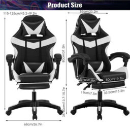 Massage Gaming Chair Leather Racing Office Executive Recliner With Leg Rest Uk - thumbnail 2