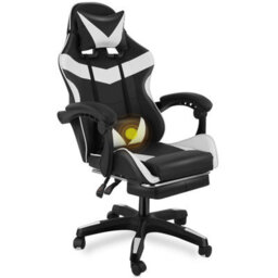 Massage Gaming Chair Leather Racing Office Executive Recliner With Leg Rest Uk - thumbnail 1
