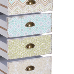 Homcom Storage Chest Unit Dresser 5 Drawer Retro Style Wood White Entryway - thumbnail 9