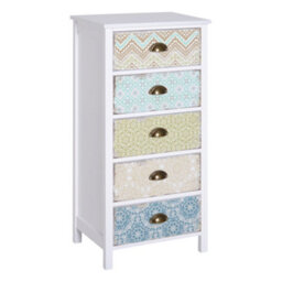 Homcom Storage Chest Unit Dresser 5 Drawer Retro Style Wood White Entryway - thumbnail 2