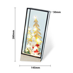 Light Up Festive Village Santa Claus Scene In Hurricane Glass Holder - Battery Powered Christmas Decoration With Led Lights - thumbnail 3