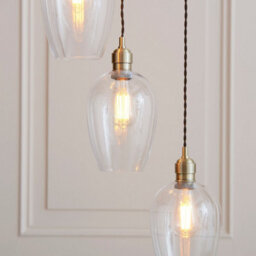 Luminosa Lighting Luminosa Livorno Cluster Pendant Ceiling Light Antique Brass Plate & Clear Glass 7 X 10W Led E27 - thumbnail 5