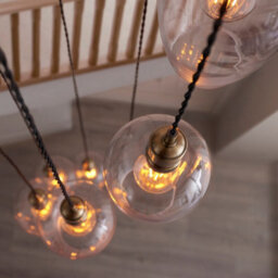 Luminosa Lighting Luminosa Livorno Cluster Pendant Ceiling Light Antique Brass Plate & Clear Glass 7 X 10W Led E27 - thumbnail 4