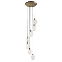 Luminosa Lighting Luminosa Livorno Cluster Pendant Ceiling Light Antique Brass Plate & Clear Glass 7 X 10W Led E27