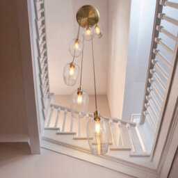 Luminosa Lighting Luminosa Livorno Cluster Pendant Ceiling Light Antique Brass Plate & Clear Glass 7 X 10W Led E27 - thumbnail 3