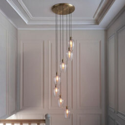 Luminosa Lighting Luminosa Livorno Cluster Pendant Ceiling Light Antique Brass Plate & Clear Glass 7 X 10W Led E27 - thumbnail 2