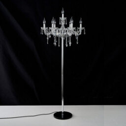 Wdw K9 Crystal 7-Arm Chandelier Style Floor Lamp With Clear Finish And Marble Base E14. - thumbnail 1