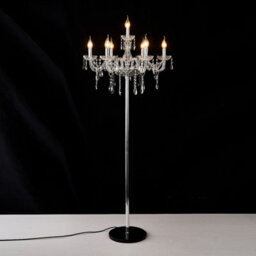 Wdw K9 Crystal 7-Arm Chandelier Style Floor Lamp With Clear Finish And Marble Base E14. - thumbnail 2