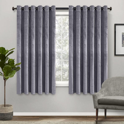 Ameha Grey Curtains For Living Room Hotel Bedroom Insulated Thick Thermal Eyelet Ring Top Blackout Curtain Pair With Tie Backs 46X54 - image 1