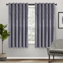 Ameha Grey Curtains For Living Room Hotel Bedroom Insulated Thick Thermal Eyelet Ring Top Blackout Curtain Pair With Tie Backs 46X54