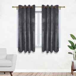 Ameha Grey Curtains For Living Room Hotel Bedroom Insulated Thick Thermal Eyelet Ring Top Blackout Curtain Pair With Tie Backs 46X54 - thumbnail 2