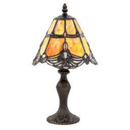 Happy Homewares Quirky And Petite Orange Stained Glass Tiffany Lamp With Clear Beads - thumbnail 1