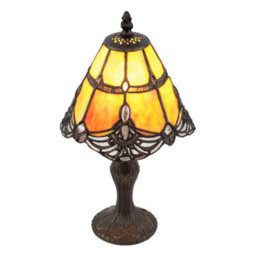 Happy Homewares Quirky And Petite Orange Stained Glass Tiffany Lamp With Clear Beads - thumbnail 3