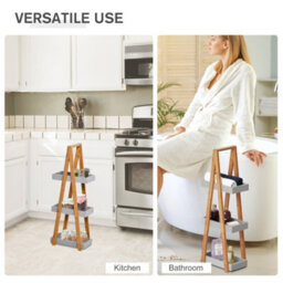 Homcom Kleankin 3 Tier A Frame Bathroom Shower Caddy Storage Unit Shelving Organizer - thumbnail 6