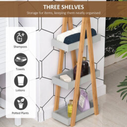 Homcom Kleankin 3 Tier A Frame Bathroom Shower Caddy Storage Unit Shelving Organizer - thumbnail 5