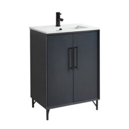Homestylestore Anthracite 610mm Bathroom Vanity Unit With Basin And Black T Bar Handle - thumbnail 1