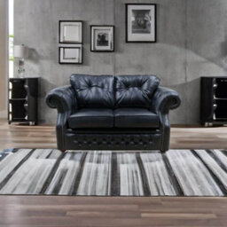 Chesterfield 2 Seater Old English Black Real Leather Sofa Bespoke In Era Style - thumbnail 2