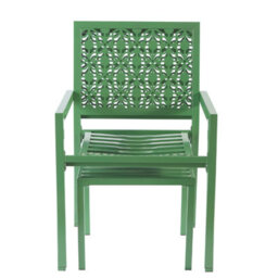 Gainsborough Table And Chair Set In Forest Green, Stackable Outdoor Furniture Bistro Set For Balconies & Gardens, 3-Piece - thumbnail 3