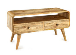 Elm Home And Garden Light Oak Finish Small Wooden Tv Video Unit 2 Darwer H46.5 X W90 X D35Cm - thumbnail 1