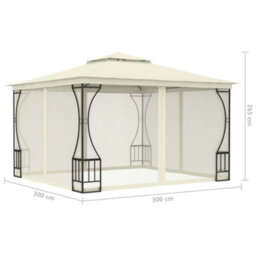 Walplus Gazebo With Nets 300X300X265 Cm Cream - thumbnail 5