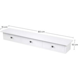 Songmics Floating Wall Shelf With 3 Drawers, Wall Storage Unit, For Hallway, Living Room, Bedroom, Kitchen, White - thumbnail 2