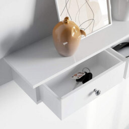 Songmics Floating Wall Shelf With 3 Drawers, Wall Storage Unit, For Hallway, Living Room, Bedroom, Kitchen, White - thumbnail 7