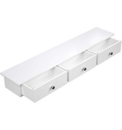 Songmics Floating Wall Shelf With 3 Drawers, Wall Storage Unit, For Hallway, Living Room, Bedroom, Kitchen, White - thumbnail 8