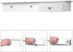 Songmics Floating Wall Shelf With 3 Drawers, Wall Storage Unit, For Hallway, Living Room, Bedroom, Kitchen, White - thumbnail 5