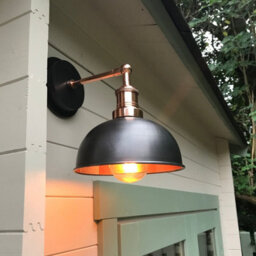 Industville Brooklyn Outdoor & Bathroom  Dome Wall Light, 8 Inch, Pewter & Copper, Copper Holder - thumbnail 4