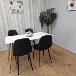 Kosy Koala Modern Rectangle White Dining Table Set With 4 Black Gem Pattern Chairs Dining Room Furniture - thumbnail 3
