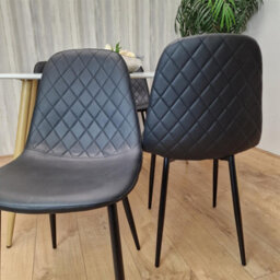 Kosy Koala Modern Rectangle White Dining Table Set With 4 Black Gem Pattern Chairs Dining Room Furniture - thumbnail 4