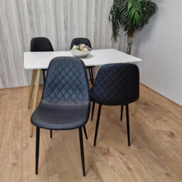 Kosy Koala Modern Rectangle White Dining Table Set With 4 Black Gem Pattern Chairs Dining Room Furniture - thumbnail 2