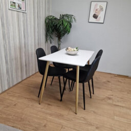 Kosy Koala Modern Rectangle White Dining Table Set With 4 Black Gem Pattern Chairs Dining Room Furniture - thumbnail 7