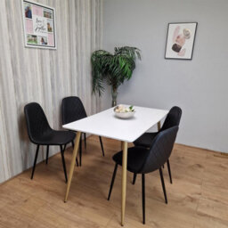 Kosy Koala Modern Rectangle White Dining Table Set With 4 Black Gem Pattern Chairs Dining Room Furniture - thumbnail 5