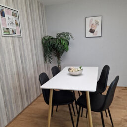 Kosy Koala Modern Rectangle White Dining Table Set With 4 Black Gem Pattern Chairs Dining Room Furniture - thumbnail 6
