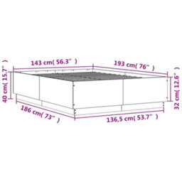 Berkfield Bed Frame Without Mattress Concrete Grey 140X190 Cm - thumbnail 9