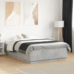 Berkfield Bed Frame Without Mattress Concrete Grey 140X190 Cm - thumbnail 1