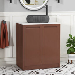 Royal Bathrooms Royal Bathroom Elmore 700mm Terracotta Clay Freestanding Countertop Bathroom Vanity Unit 2 Door With Milan Black Basin - thumbnail 1