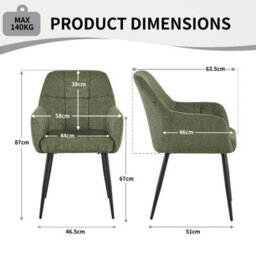 Sonara Modern Dining Chair With Plush Chenille Upholstery, Curved Backrest And Metal Legs - Single/set - thumbnail 3