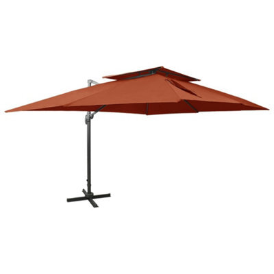 Walplus Cantilever Garden Parasol With Double Top Terracotta 400X300 Cm - image 1