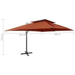 Walplus Cantilever Garden Parasol With Double Top Terracotta 400X300 Cm - thumbnail 9