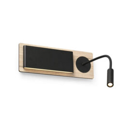 Luminosa Lighting Luminosa Mood Wood Wall Lamp Black With Reader 2X 3W